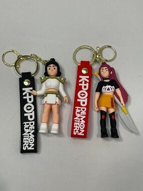 K POP Demon Hunters Mira & Mya Silicone Keychain/Bag Charm Duo